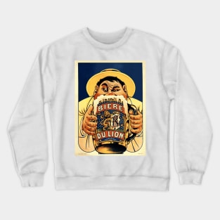 Biere du Lion - Comical Vintage Beer Advertising Art Design Crewneck Sweatshirt